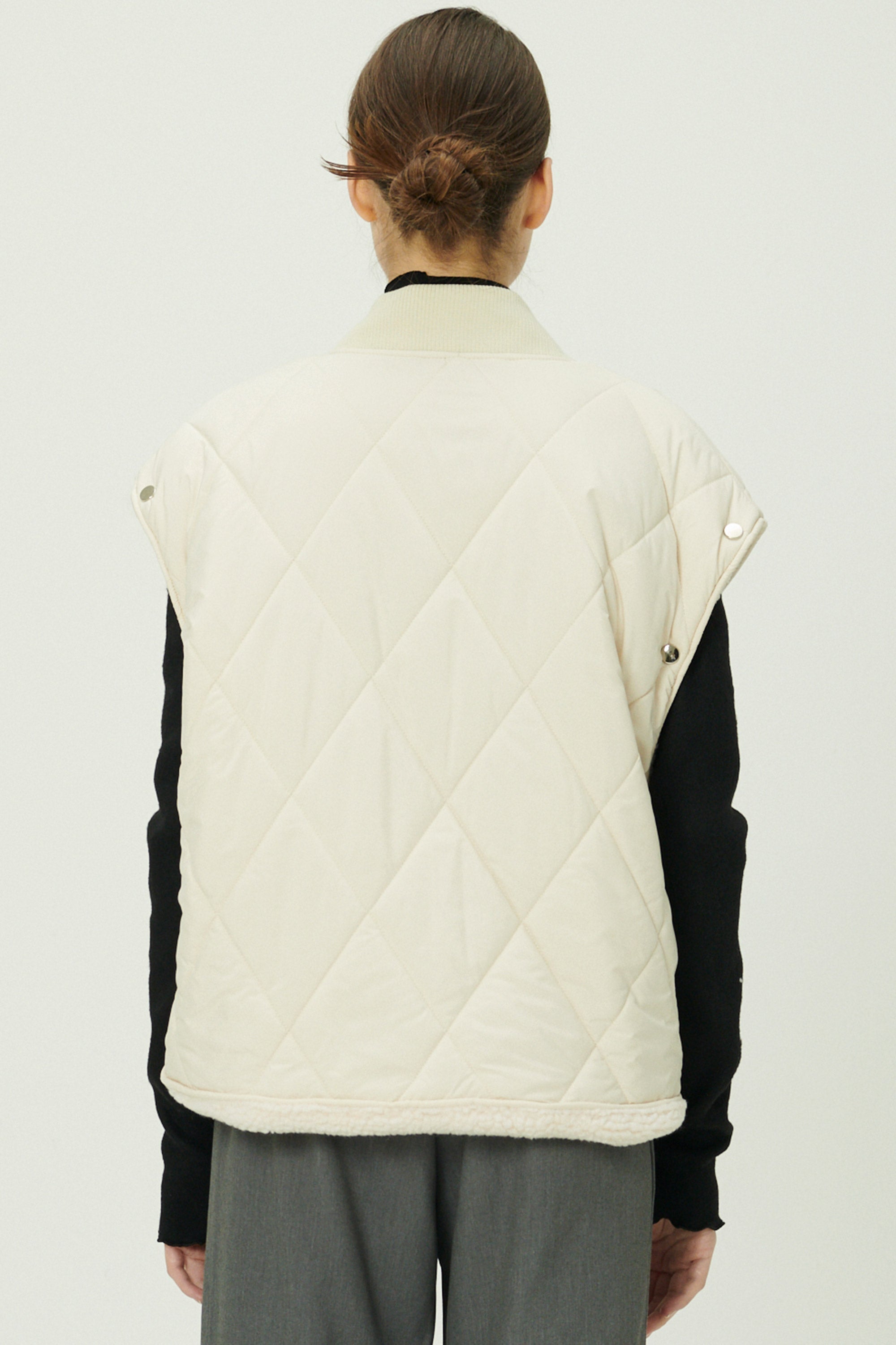 Eileen Quilted Sherpa Coat w/Detachable Sleeve