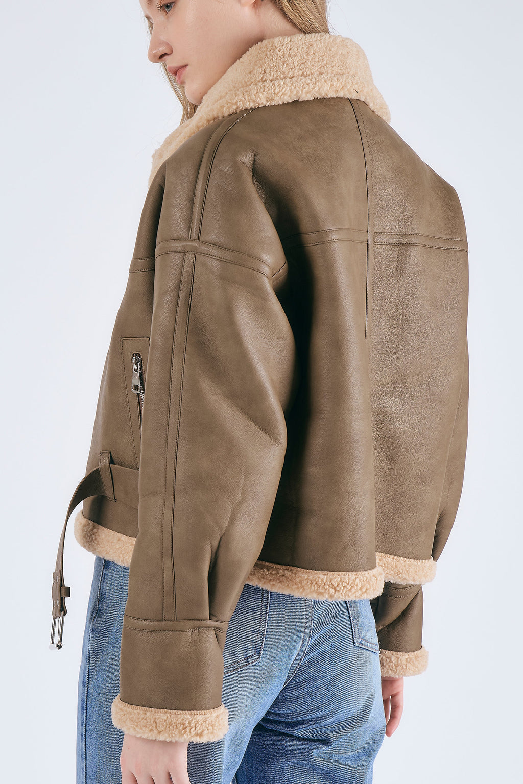 Dilla Faux Shearling Aviator Jacket